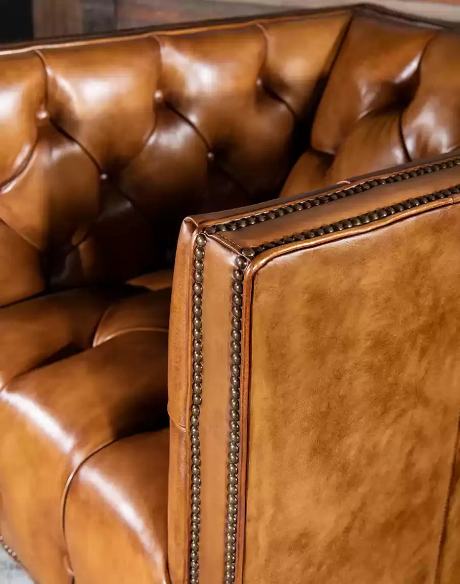 Briaton Vintage Top Leather Tufted  Chair