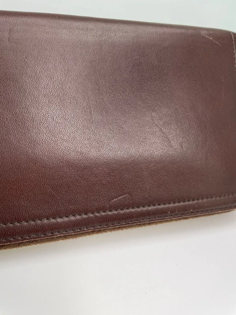 Brown Leather Zip Around Long Wallet