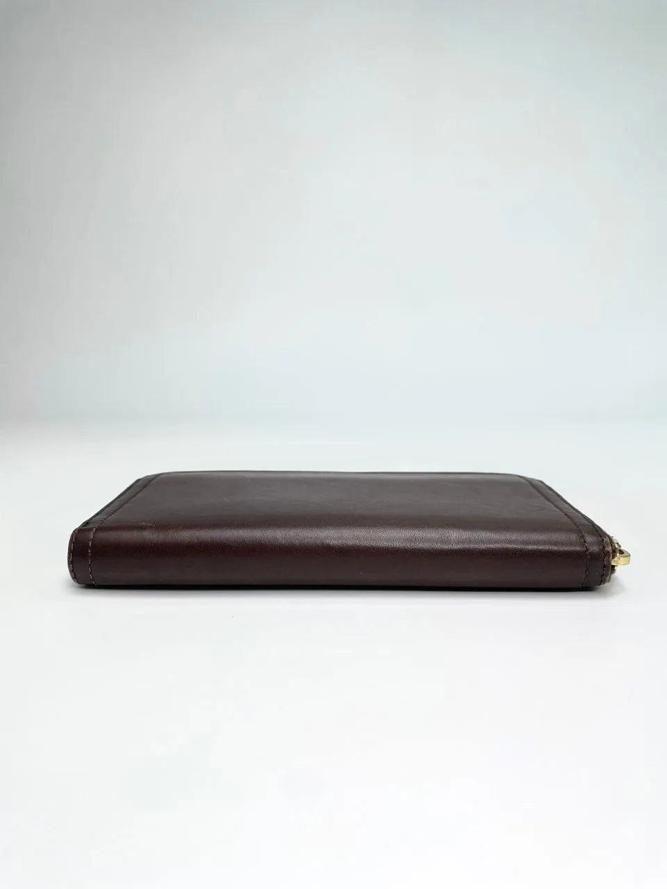 Brown Leather Zip Around Long Wallet