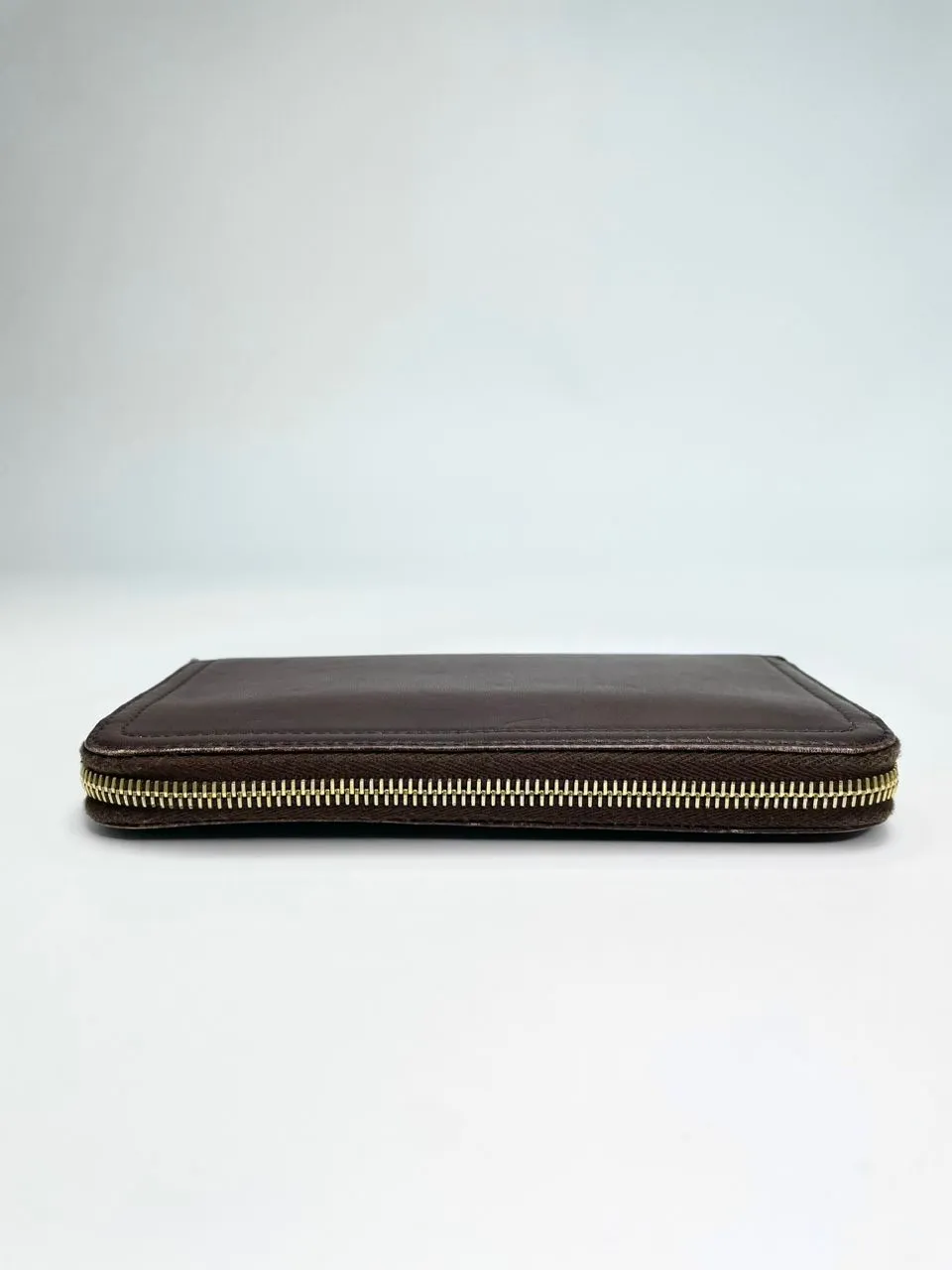 Brown Leather Zip Around Long Wallet