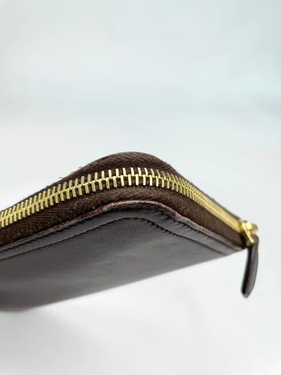 Brown Leather Zip Around Long Wallet