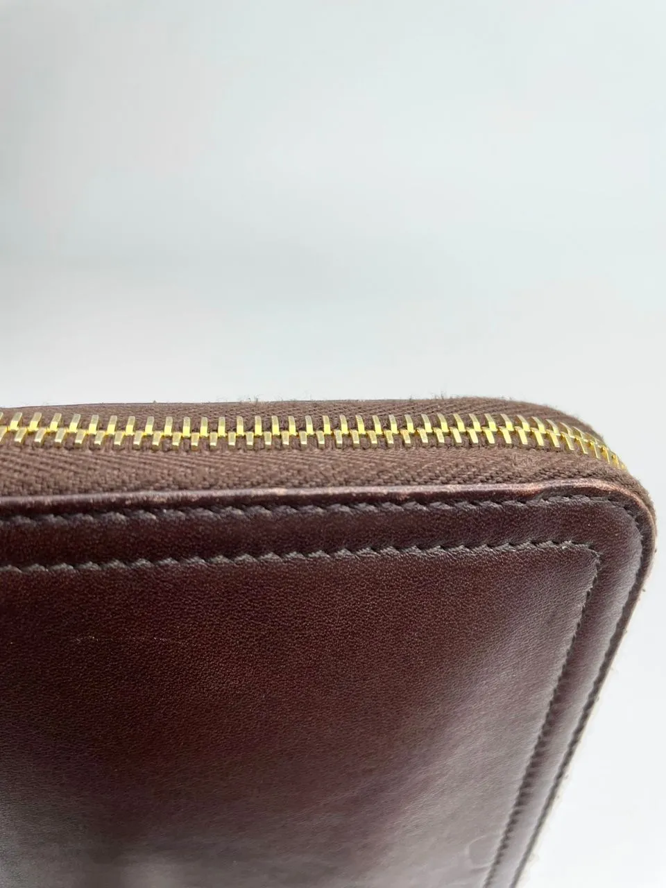 Brown Leather Zip Around Long Wallet