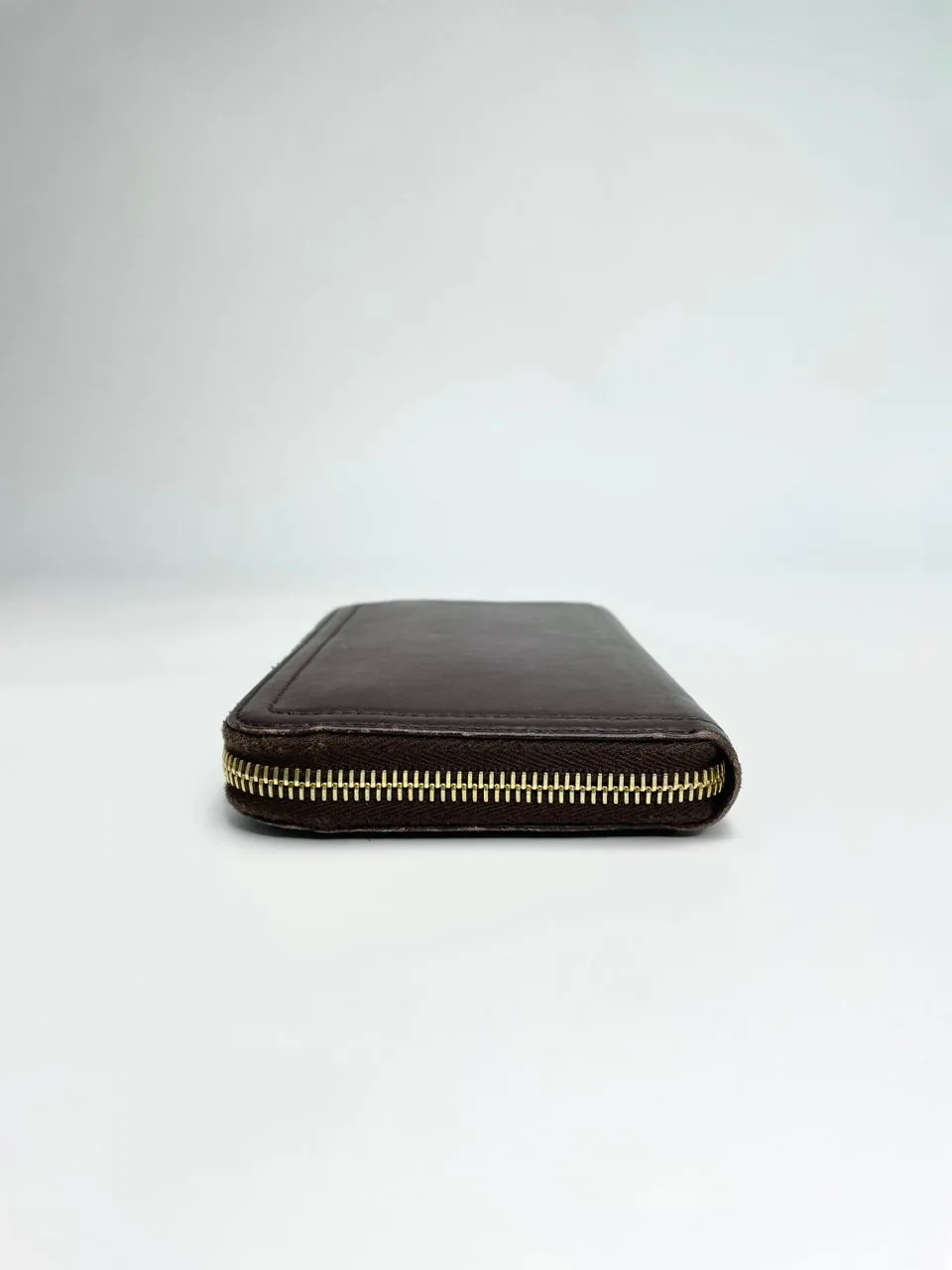 Brown Leather Zip Around Long Wallet