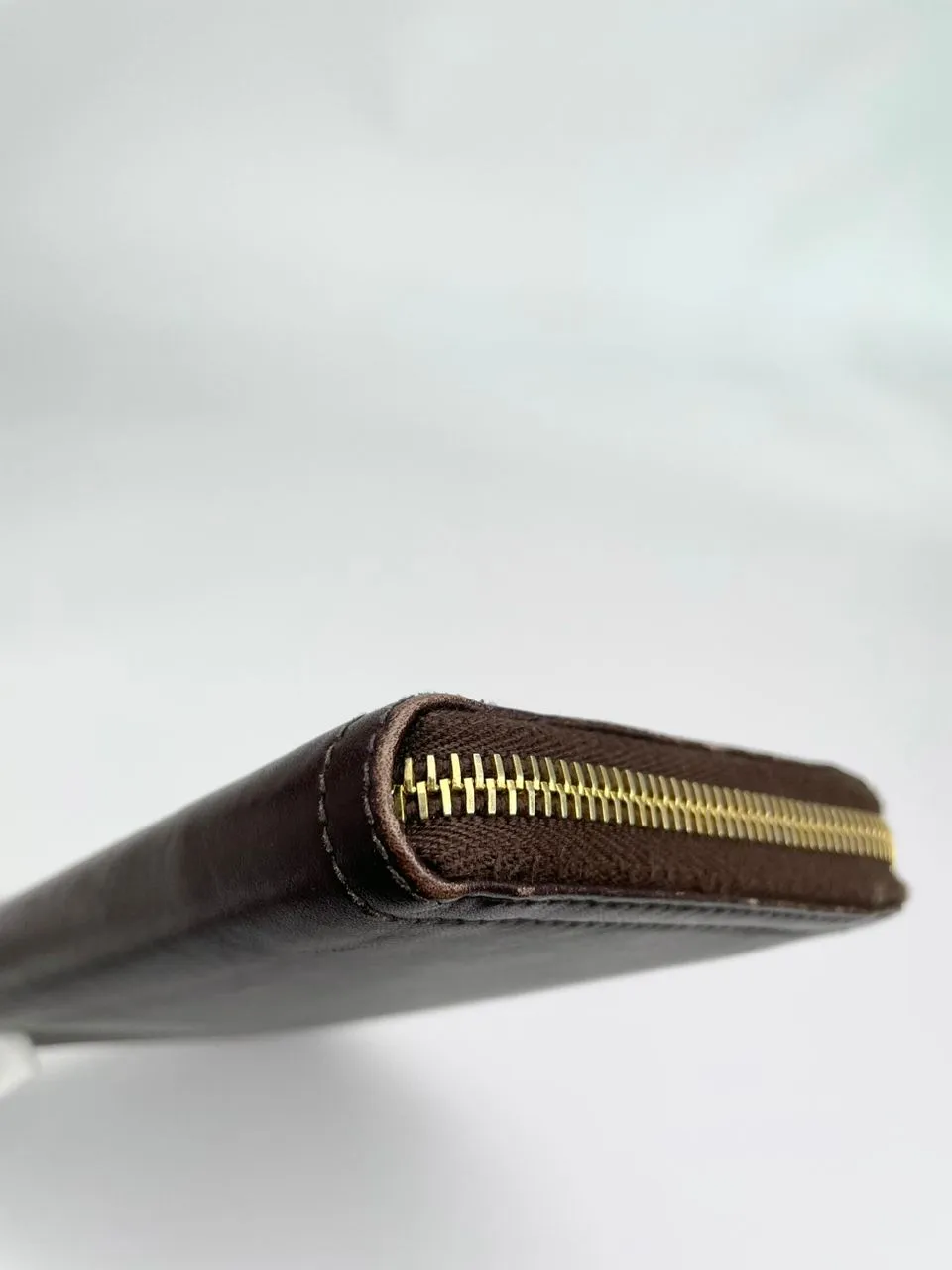 Brown Leather Zip Around Long Wallet