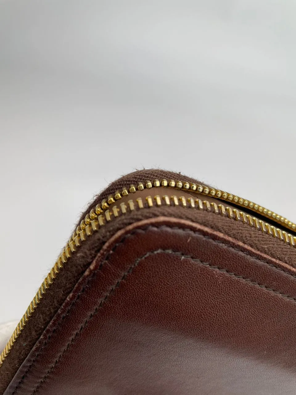 Brown Leather Zip Around Long Wallet