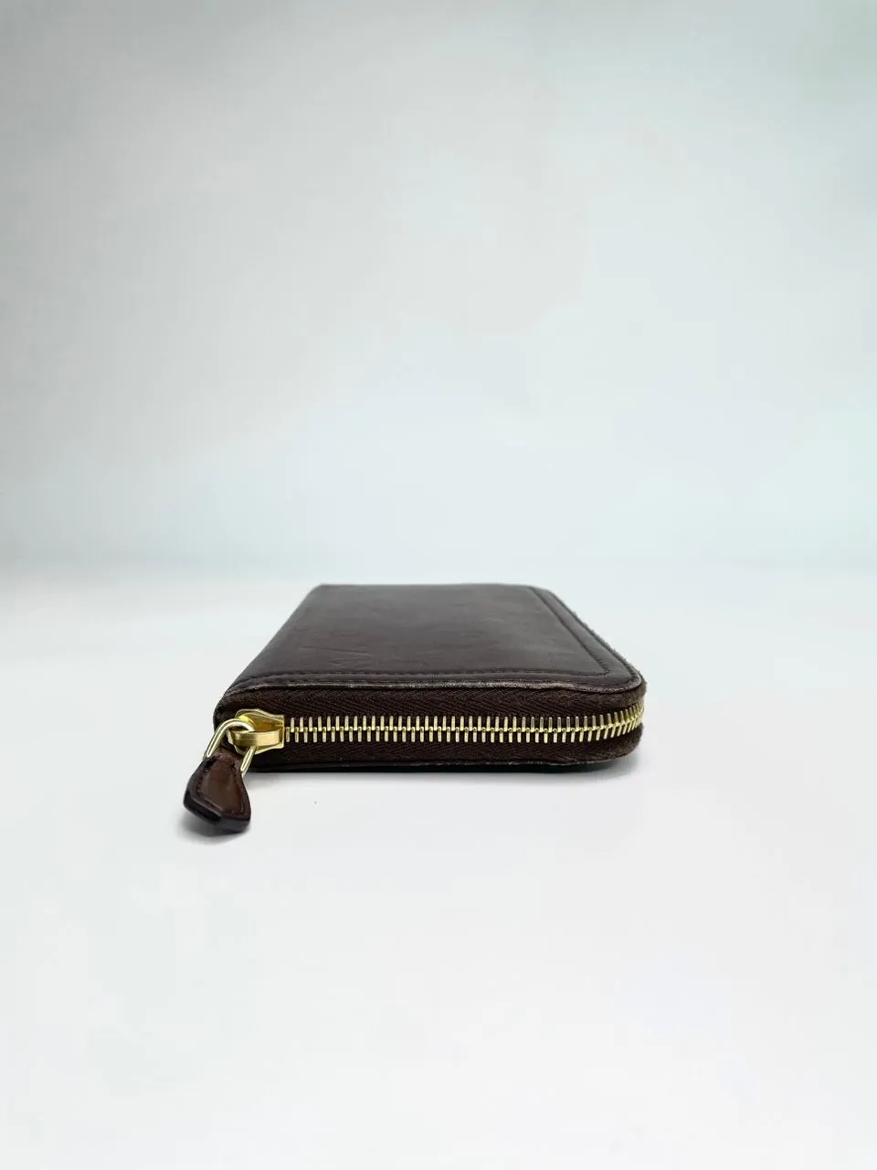 Brown Leather Zip Around Long Wallet