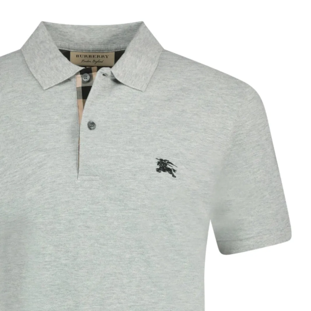 BURBERRY OXFORD LOGO EMBROIDERED POLO GREY