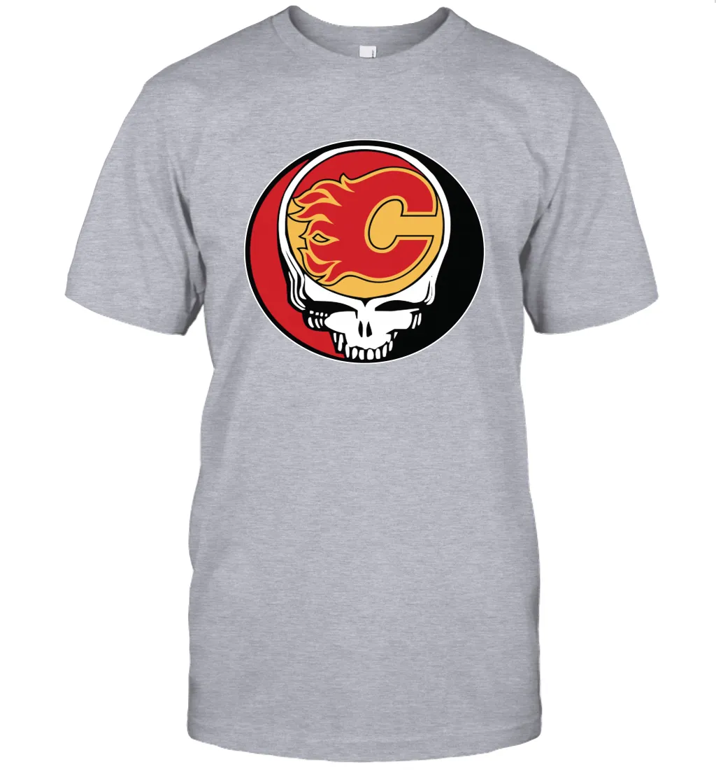 Calgary Flames Grateful Dead Steal Your Face Hockey NHL Mens T-Shirt