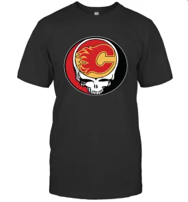 Calgary Flames Grateful Dead Steal Your Face Hockey NHL Mens T-Shirt