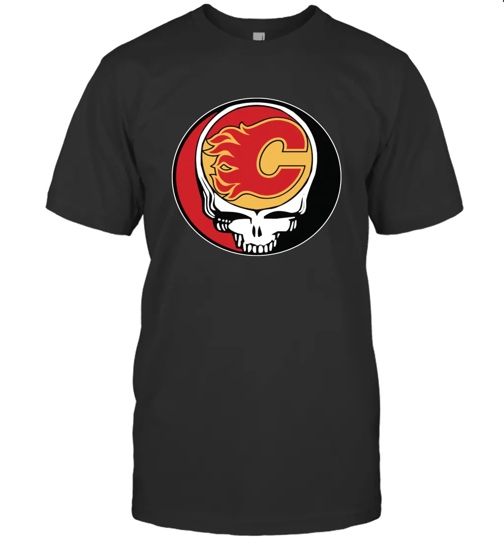 Calgary Flames Grateful Dead Steal Your Face Hockey NHL Mens T-Shirt