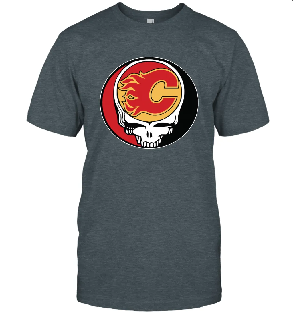 Calgary Flames Grateful Dead Steal Your Face Hockey NHL Mens T-Shirt