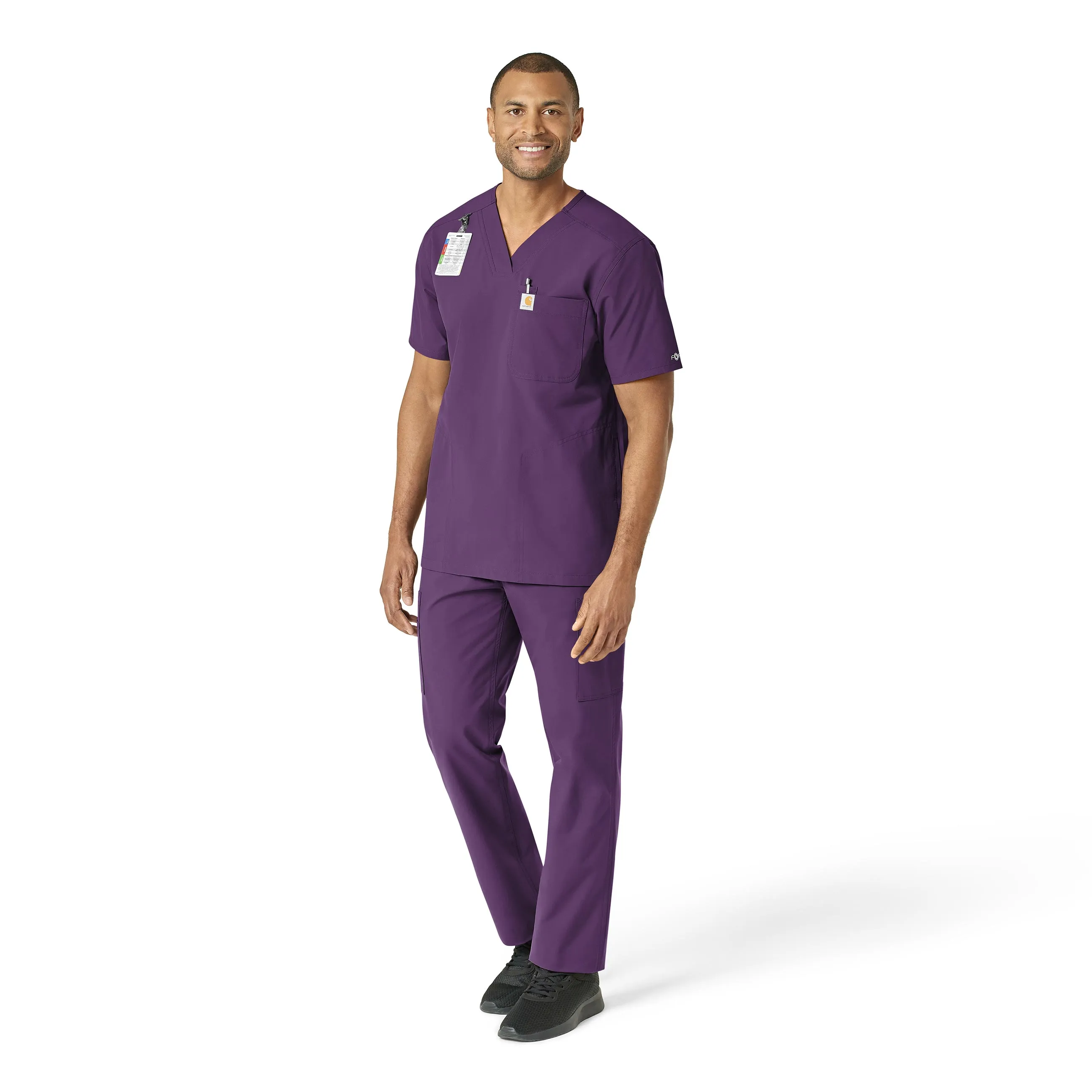 Carhartt Force Essentials Men's V-Neck Shirttail Scrub Top - Eggplant