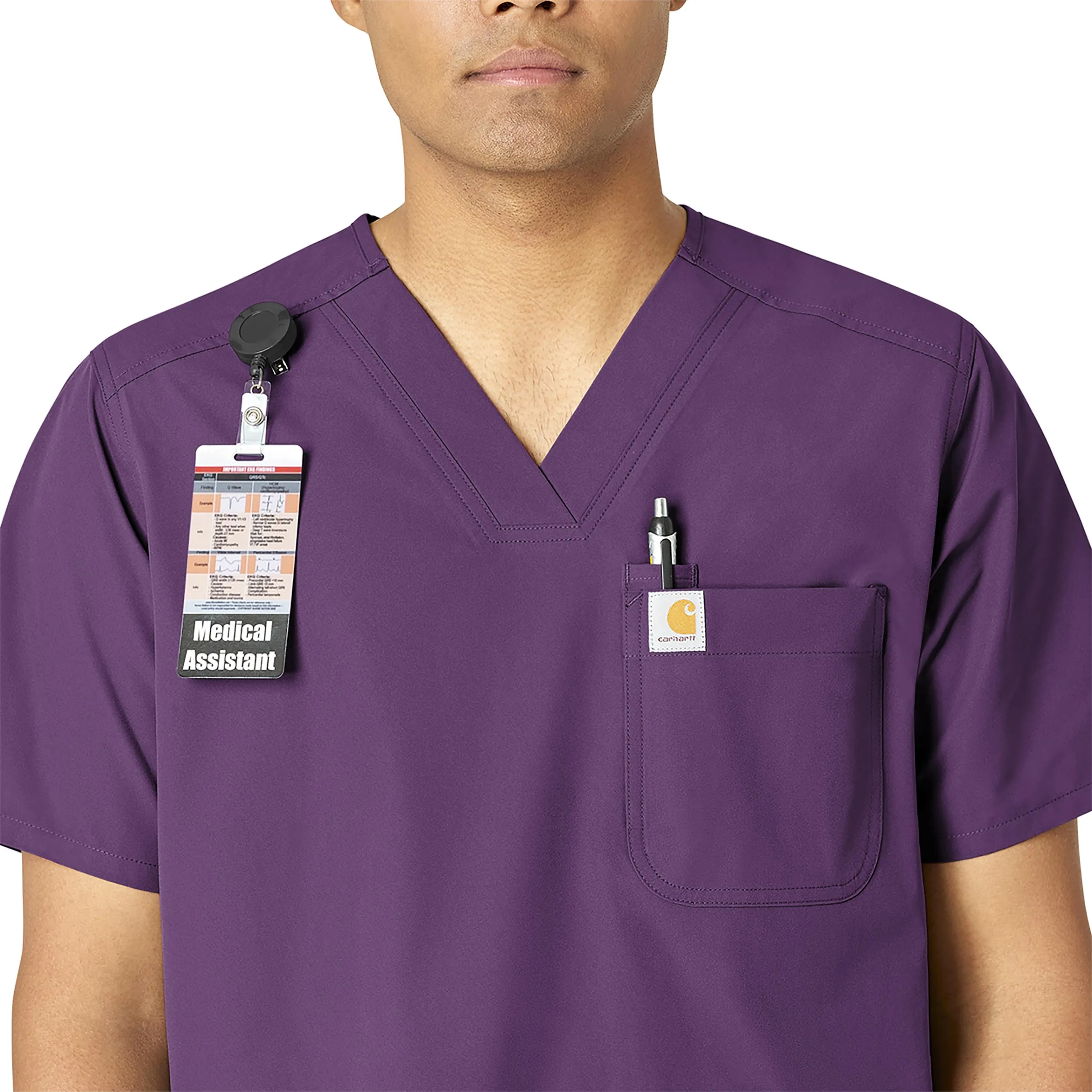 Carhartt Force Essentials Men's V-Neck Shirttail Scrub Top - Eggplant