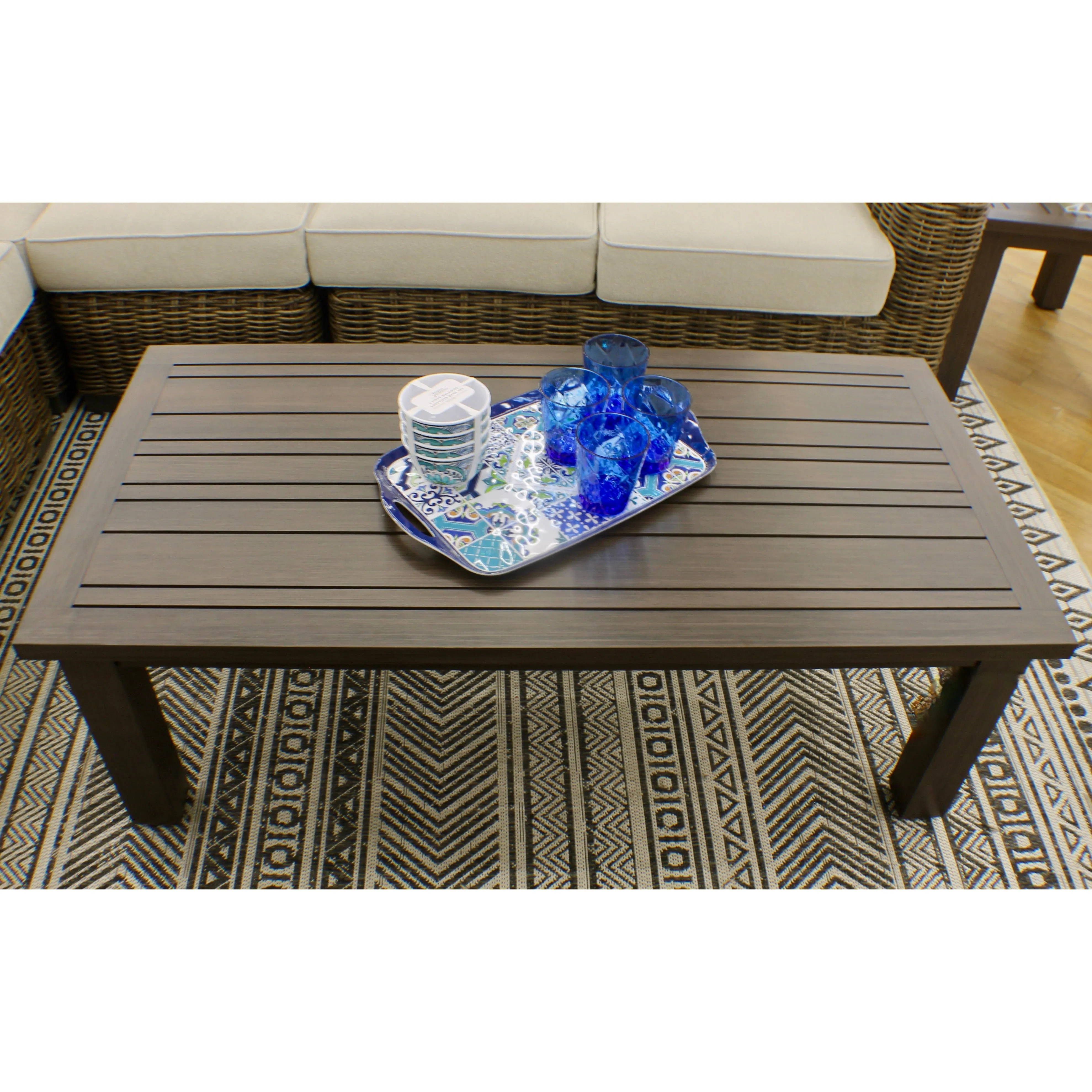 Carmel Brown Outdoor 52" Coffee Table