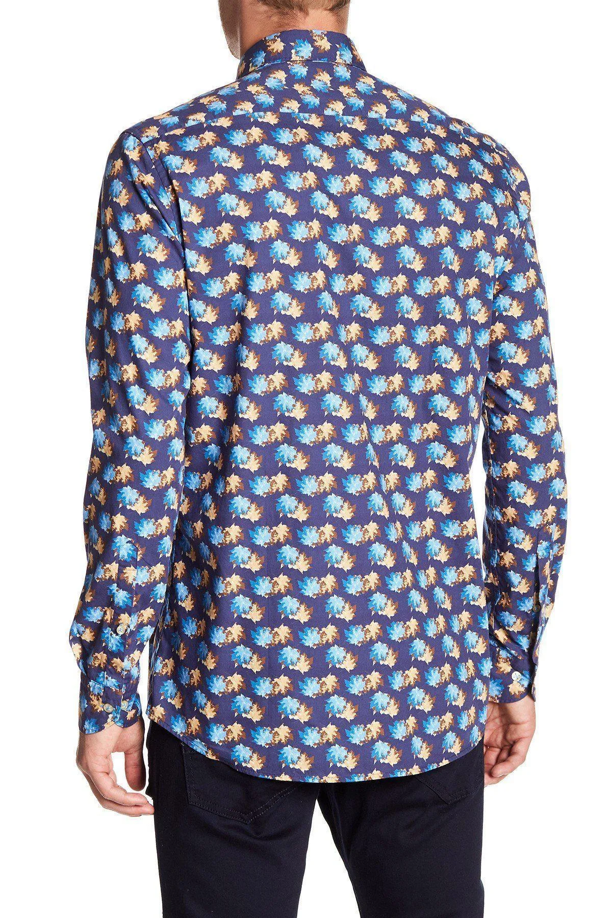 Casual Printed Shirt - Navy Turquoise