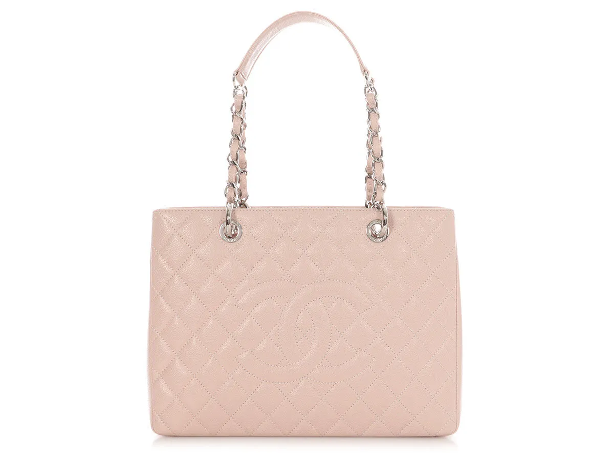 Chanel Light Pink Quilted Caviar Grand Shopping Tote GST