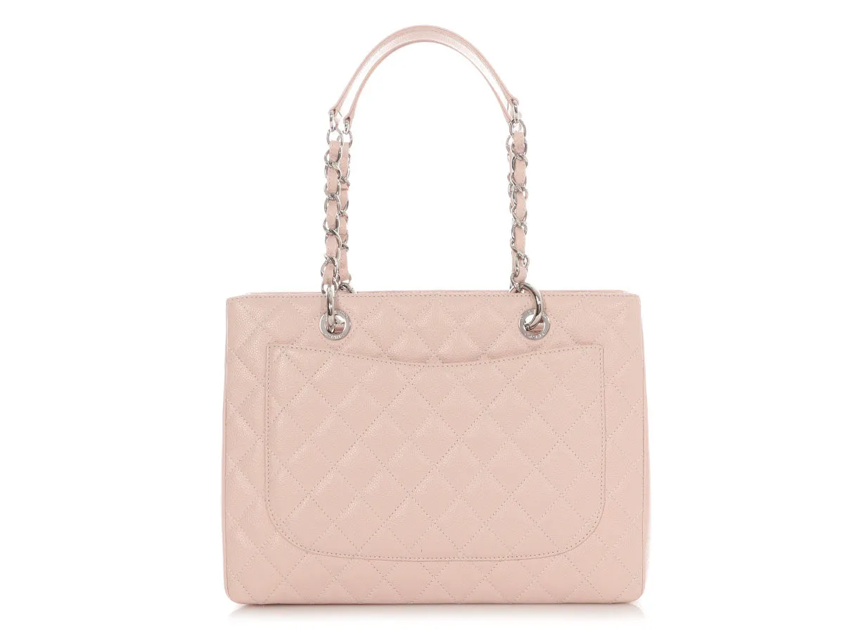 Chanel Light Pink Quilted Caviar Grand Shopping Tote GST