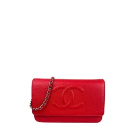 Chanel Magenta Caviar Timeless Wallet on Chain