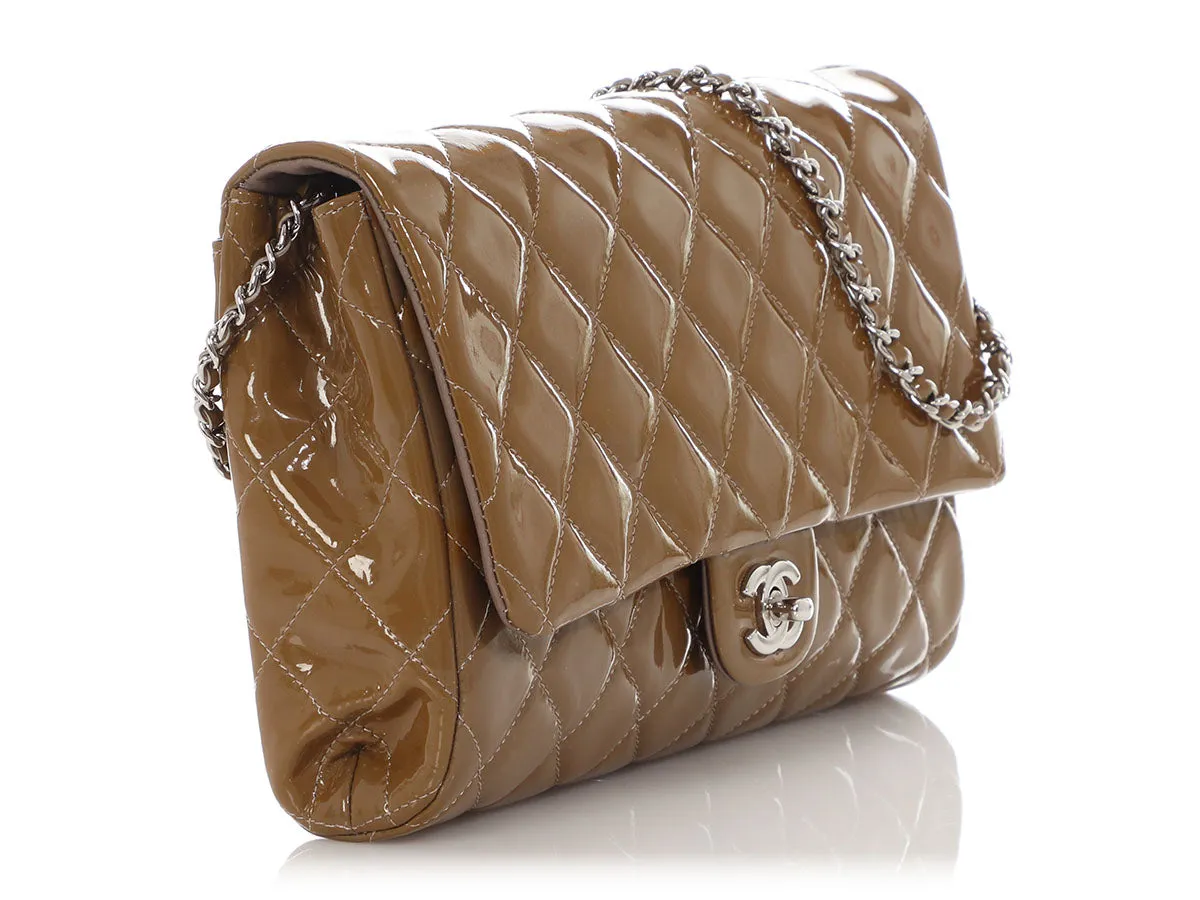 Chanel Olive Patent Clutch On Chain