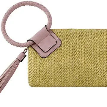 Cheyenne Straw Wristlet | Blush