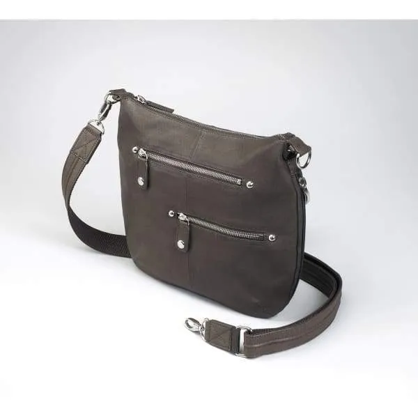 Chrome Zip Slim Leather Crossbody Concealed Carry Crossbody Purse