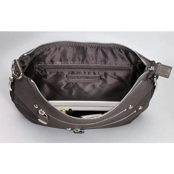 Chrome Zip Slim Leather Crossbody Concealed Carry Crossbody Purse