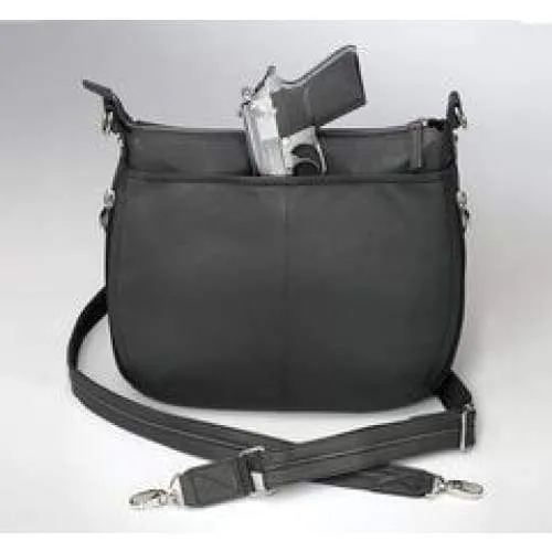 Chrome Zip Slim Leather Crossbody Concealed Carry Crossbody Purse