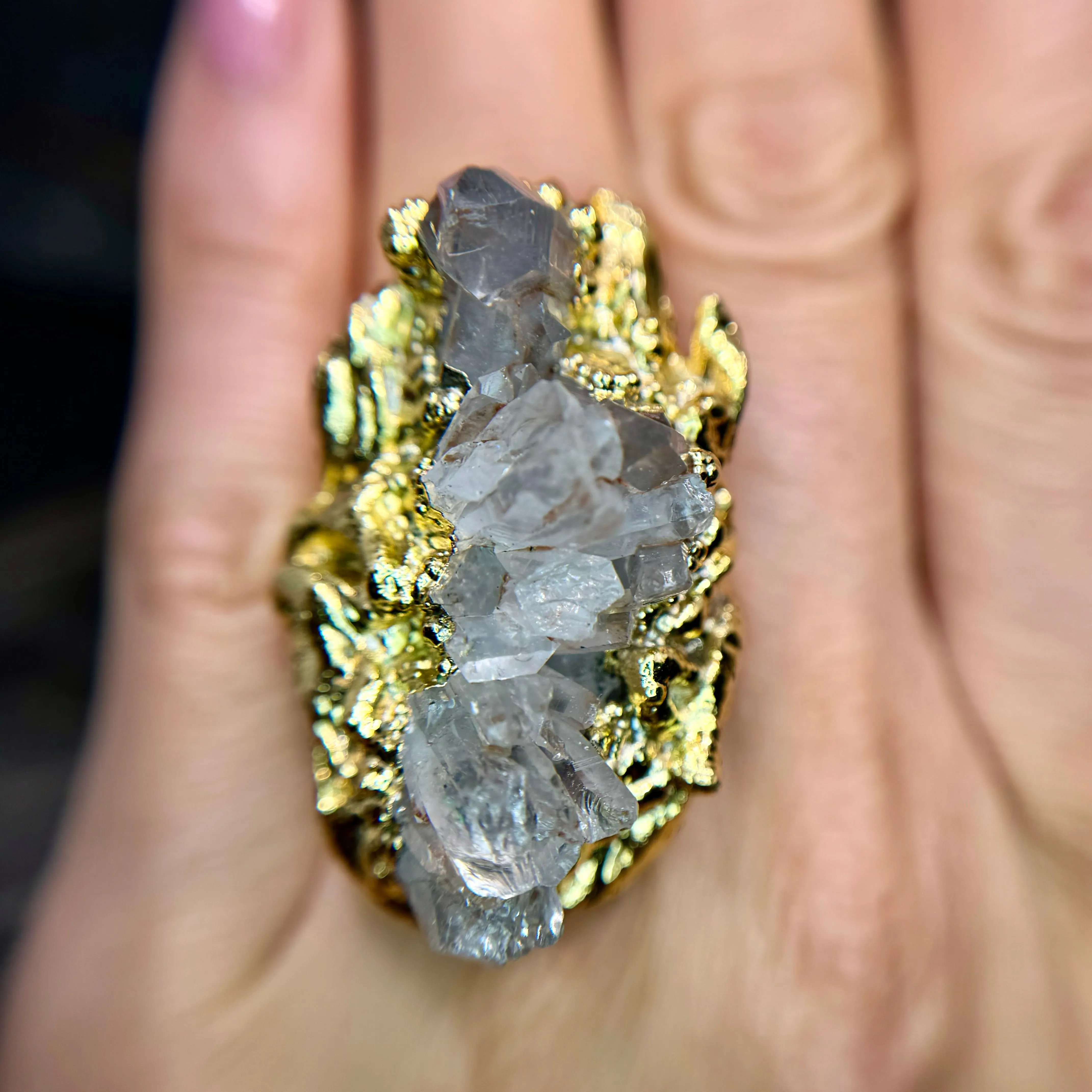 Chrysantheum QUARTZ crown ring sz6.25