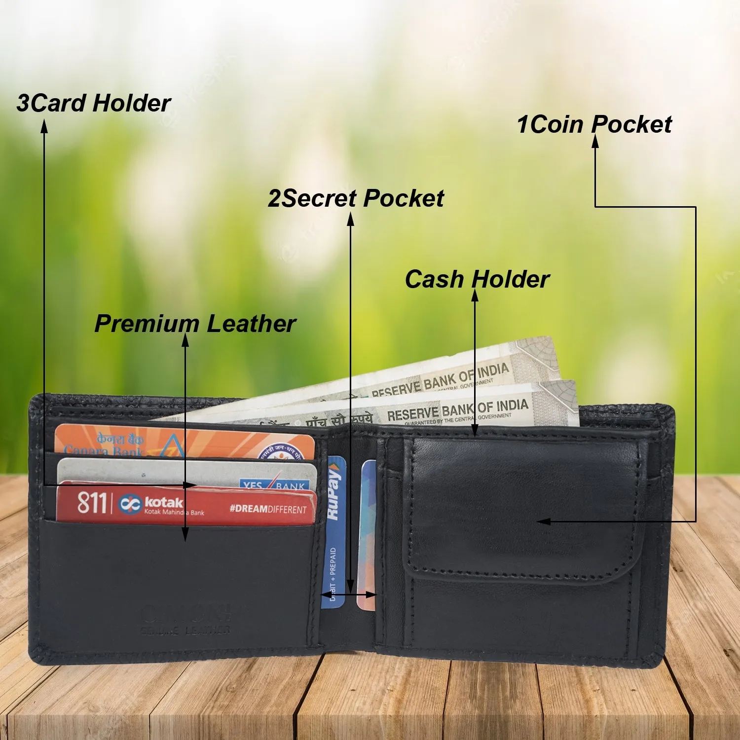 CIMONI Genuine Leather Casual Design Ultra Slim Multiple Credit Cards Slot Wallet for Men