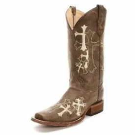 Circle G Brown with Beige Side Cross Ladies' Boot