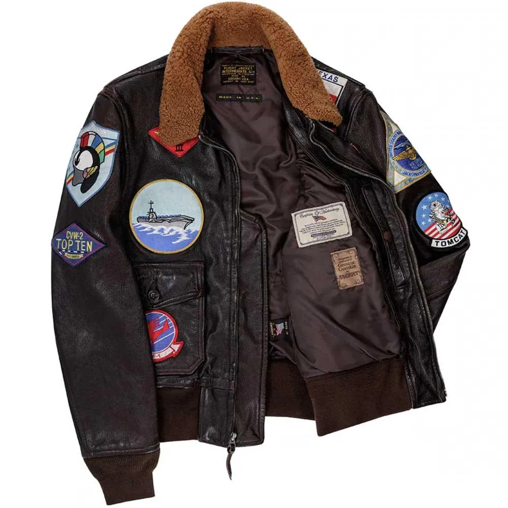 Cockpit USA Mens Top Gun II Navy G-1 Leather Flight Jacket