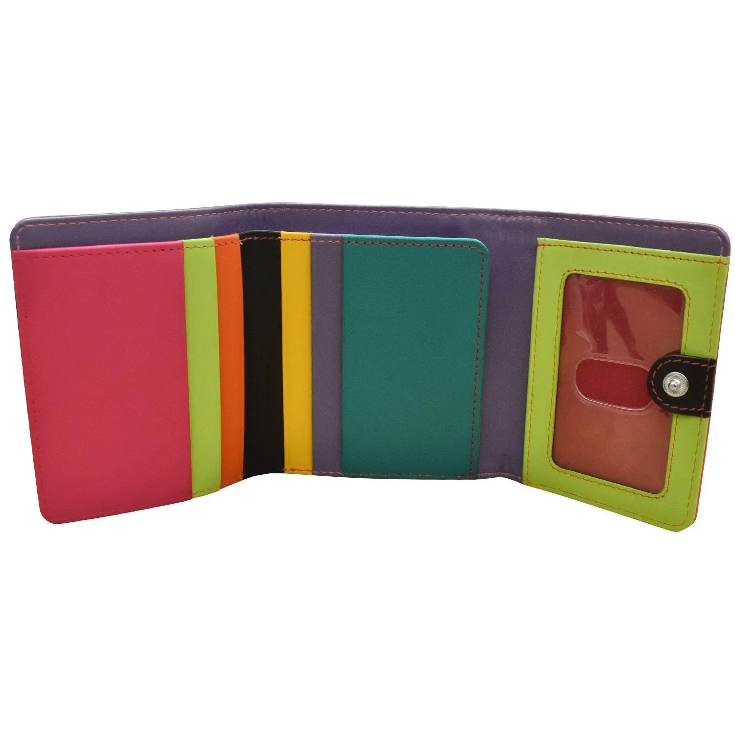 Color Block Tri-fold Mini Wallet