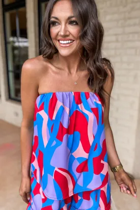 Color Mixer Blue Strapless Top