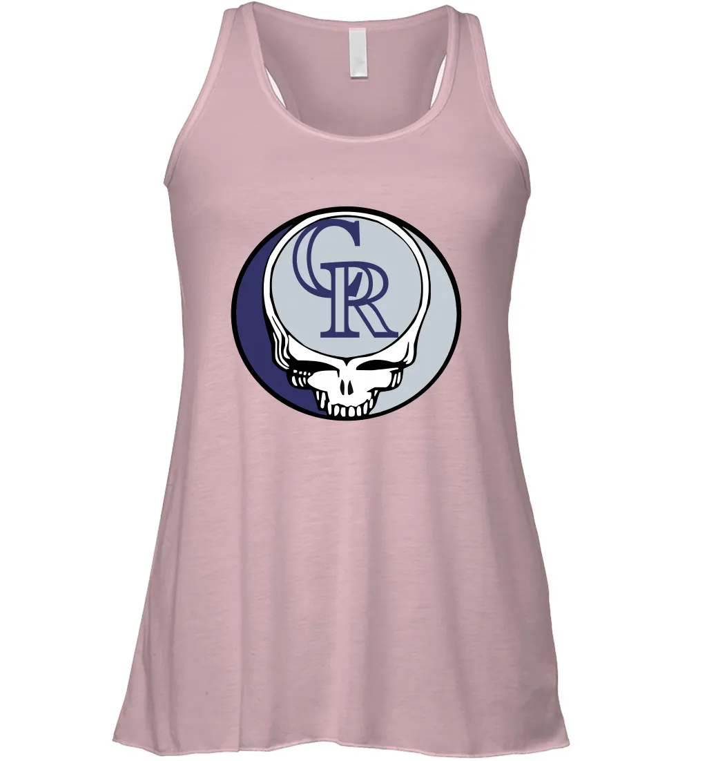 Colorado Rockies Grateful Dead Steal Your Face Baseball Womens Racerback Tank Top