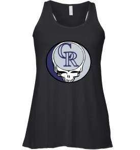 Colorado Rockies Grateful Dead Steal Your Face Baseball Womens Racerback Tank Top