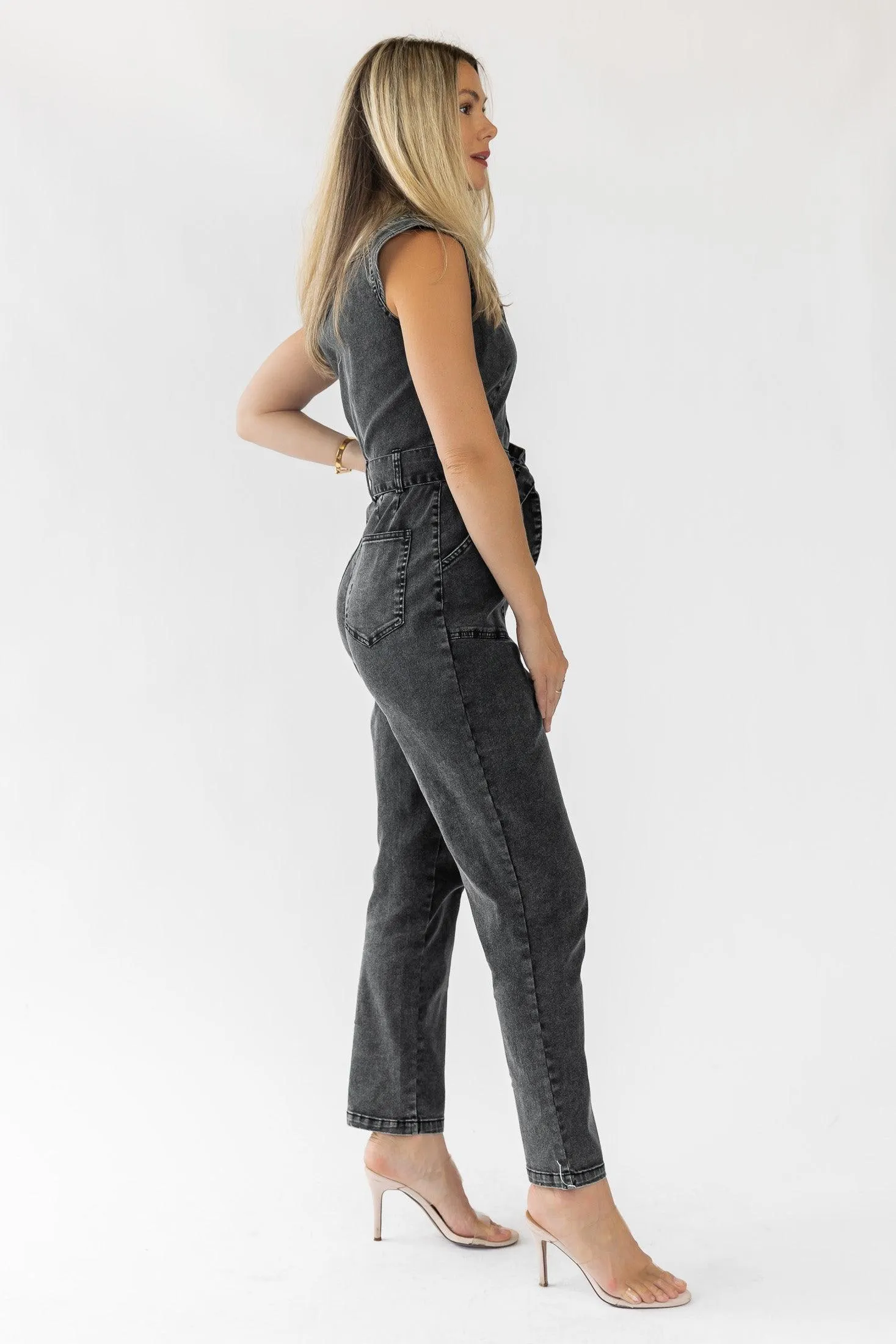 Corrine Black Cap Sleeve Jumpsuit