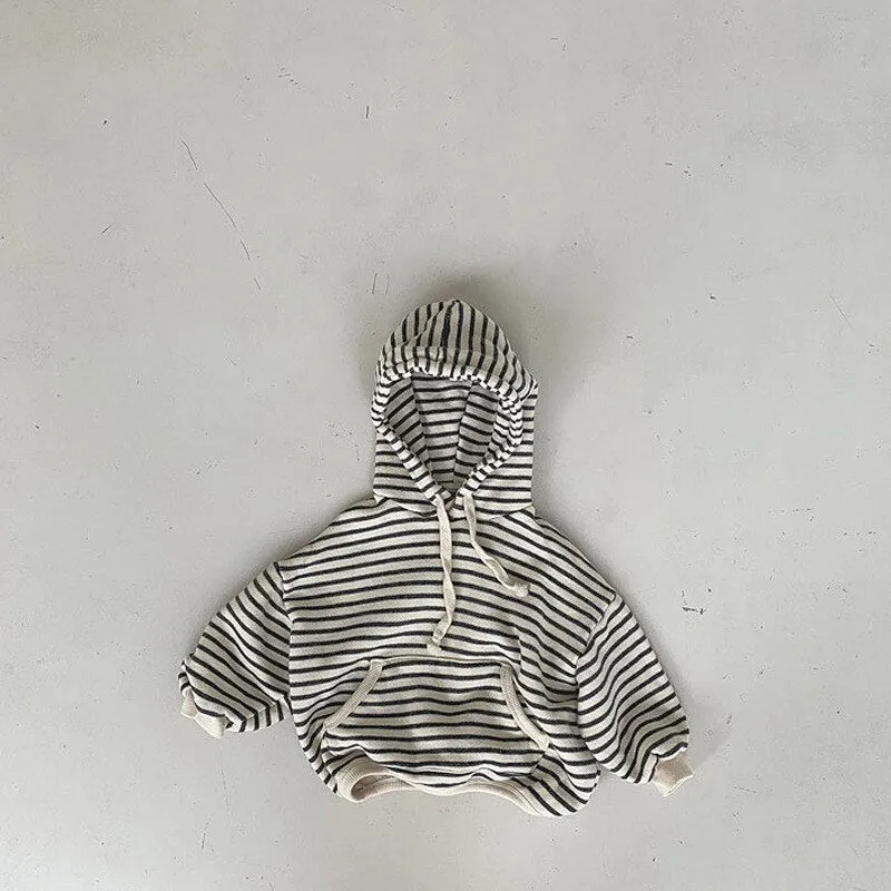 Cozy Striped Hoodie for Kids in Black & Brown