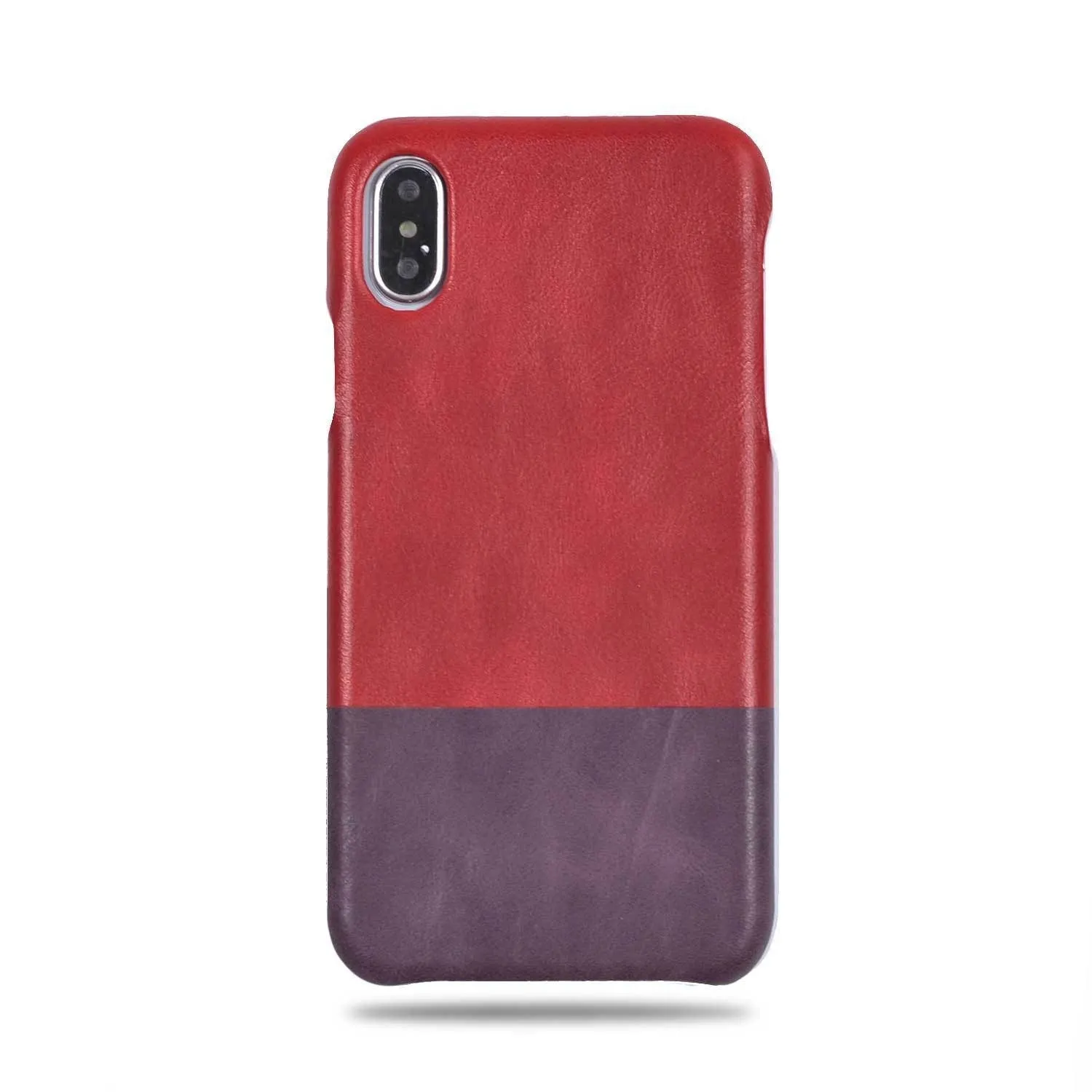 Crimson Red & Wine Purple iPhone Xs / iPhone X Leather Case