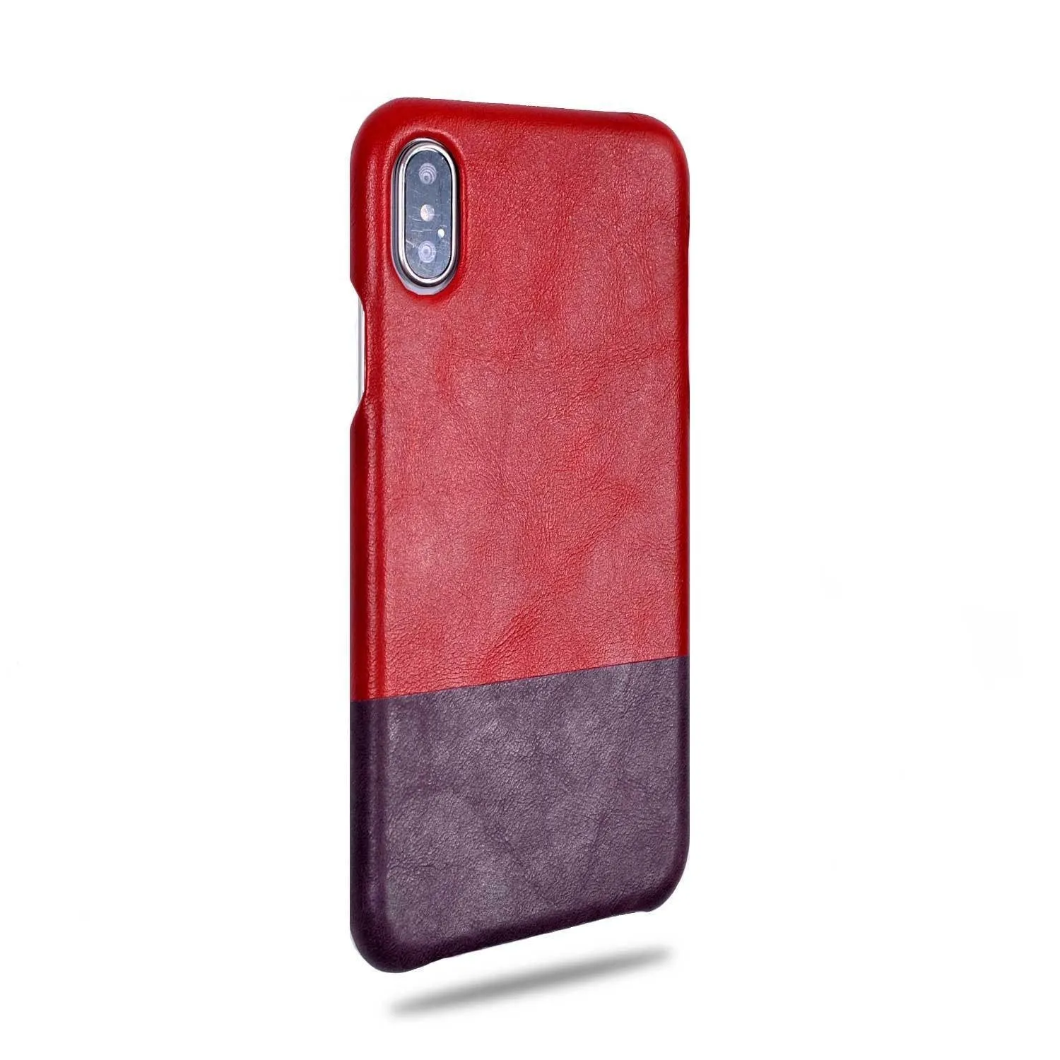 Crimson Red & Wine Purple iPhone Xs / iPhone X Leather Case