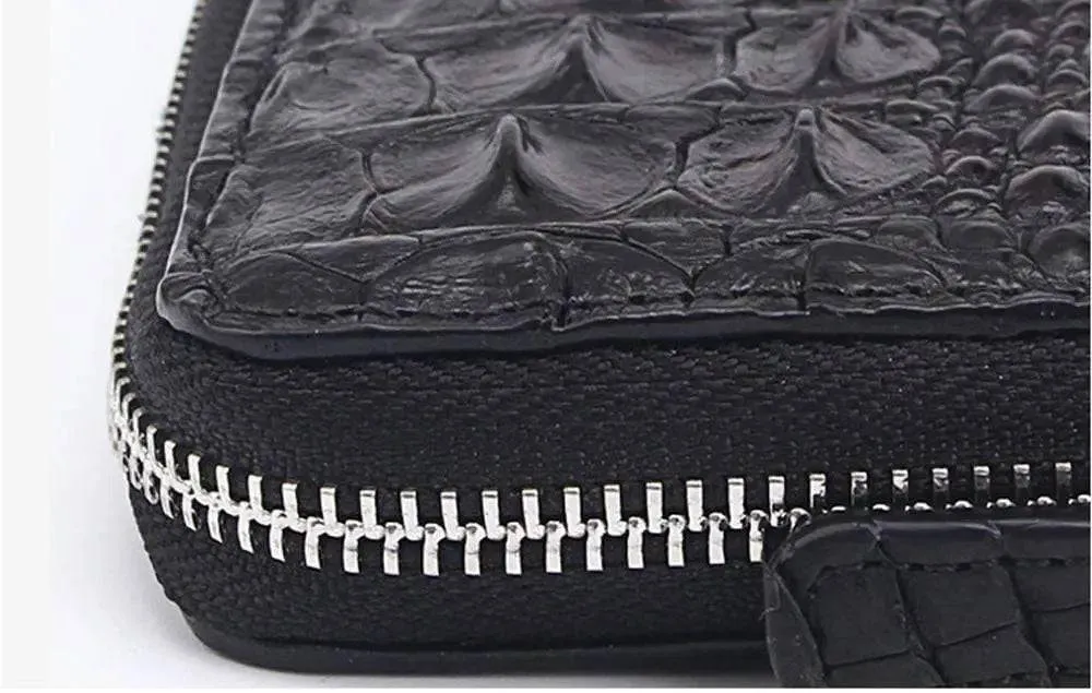 Crocodile  Leather Zipper Wallet