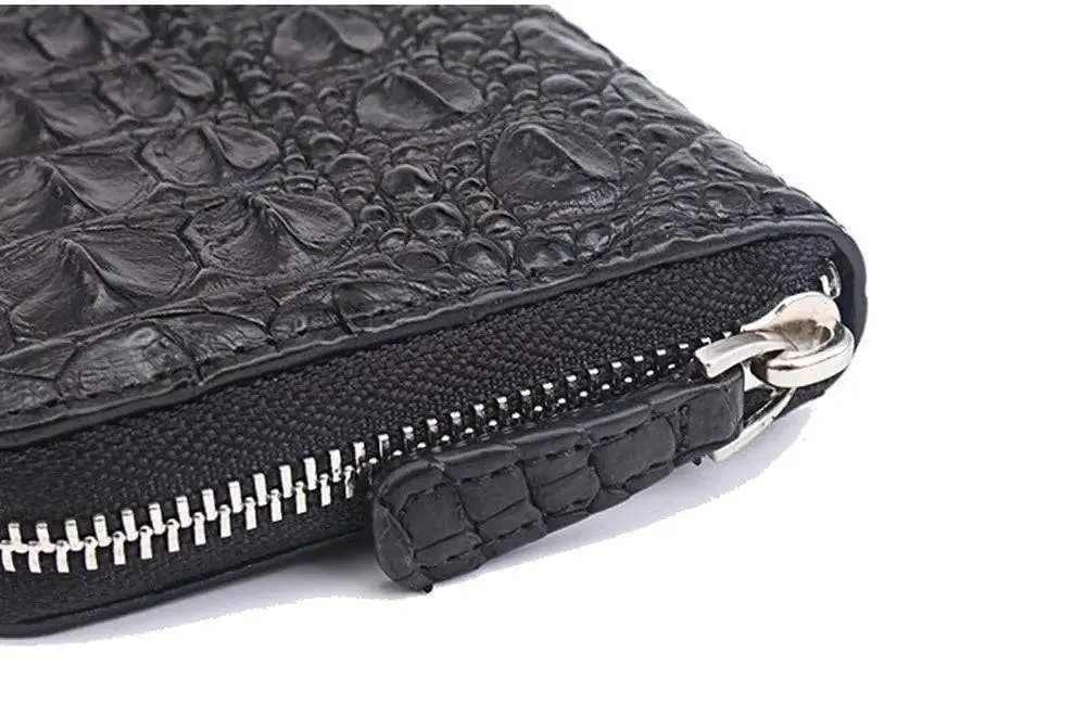 Crocodile  Leather Zipper Wallet