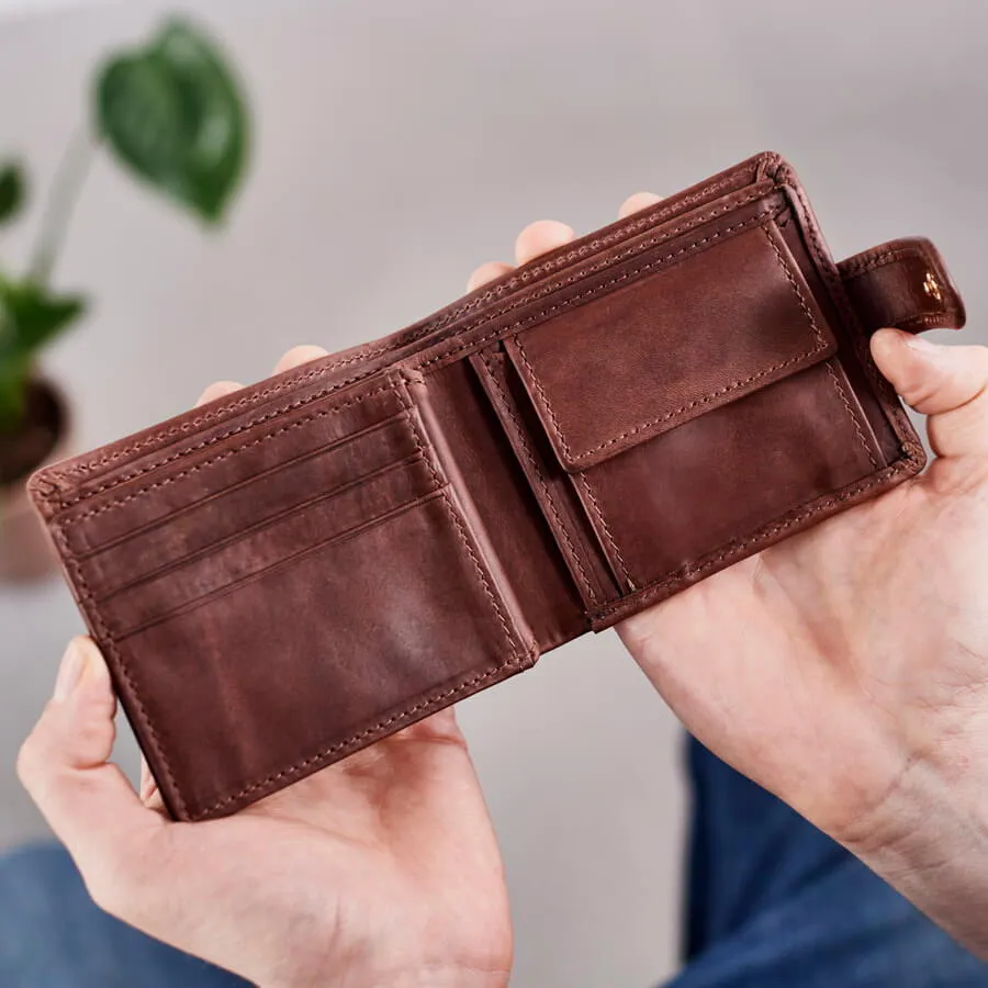 Dad Leather Tri Fold Wallet with RFID