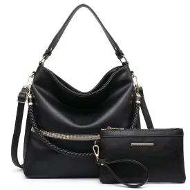 Dasein Classic Large Hobo With Clutch Black (Women's)