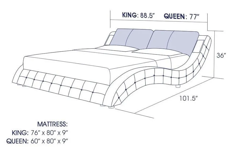 Deskins Modern Tufted Leather Bed