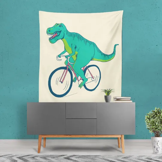 Dino Bike Tapestry