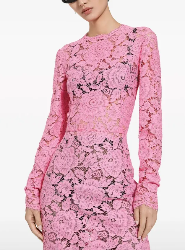 Dolce & Gabbana floral-lace midi dress