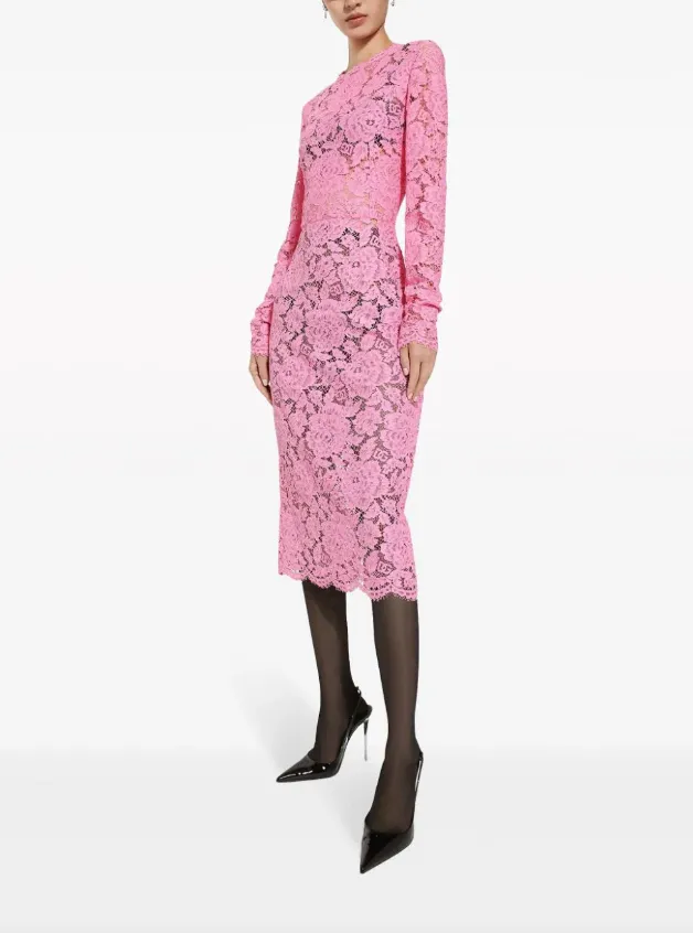 Dolce & Gabbana floral-lace midi dress