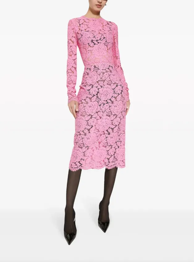 Dolce & Gabbana floral-lace midi dress