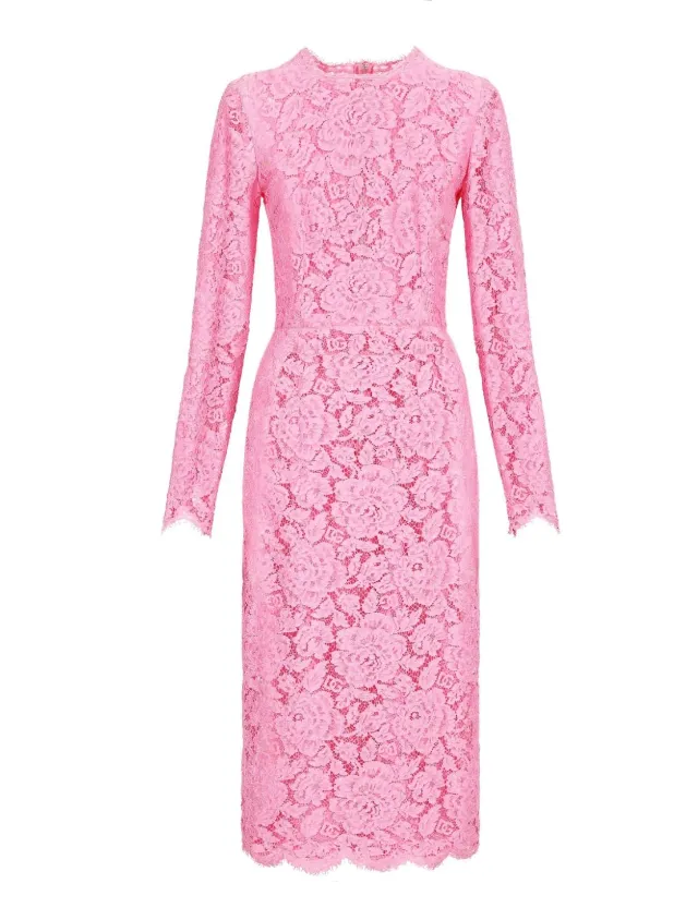 Dolce & Gabbana floral-lace midi dress