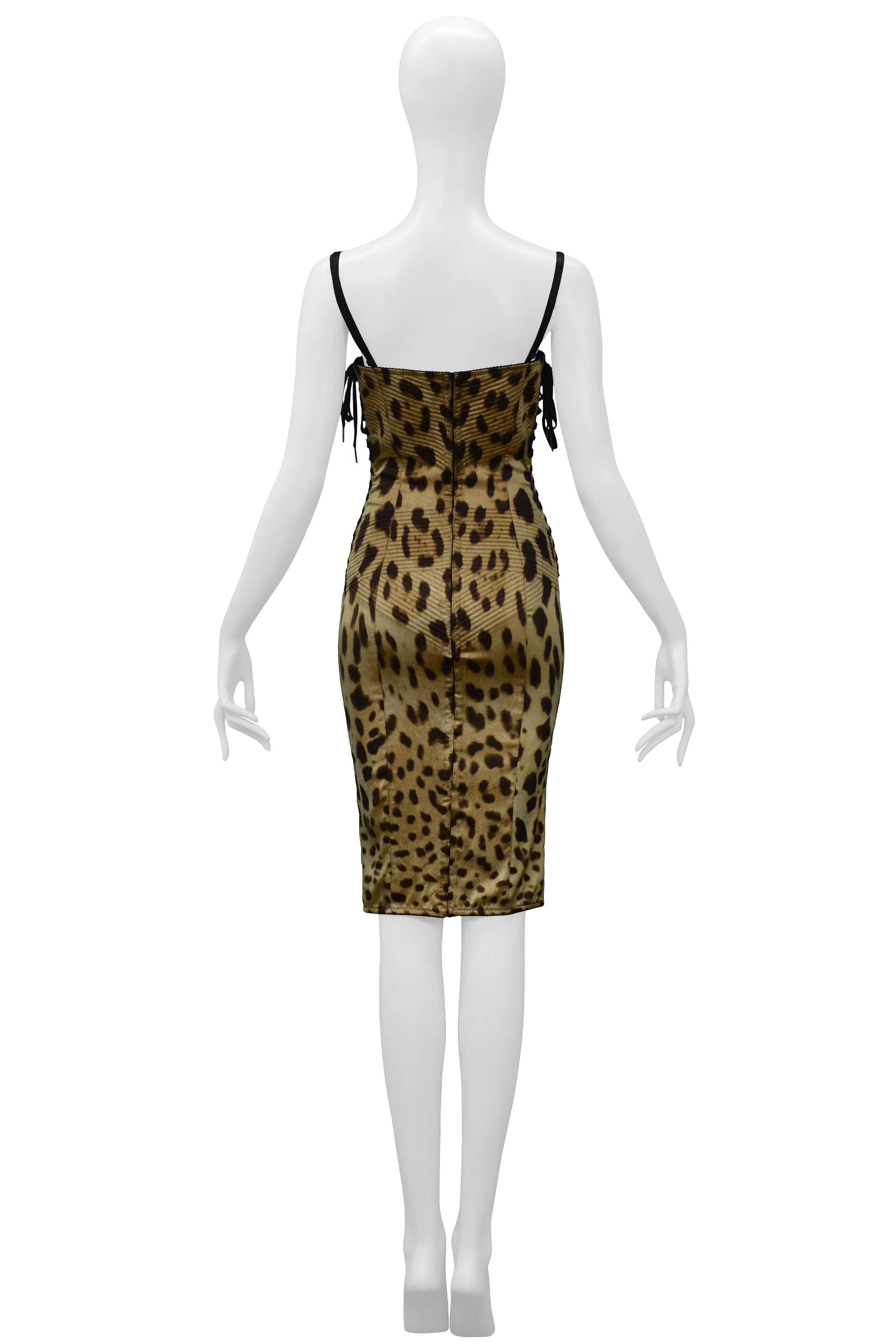 DOLCE SATIN LEOPARD PRINT CORSET DRESS